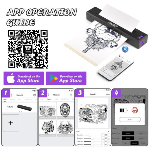 پرینتر حرارتی تاتو(تتو) مدل TAIDU P19 - Image 4